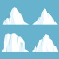 Set of stickers from glaciers. icebergs icons. cartoon ice vector illustration